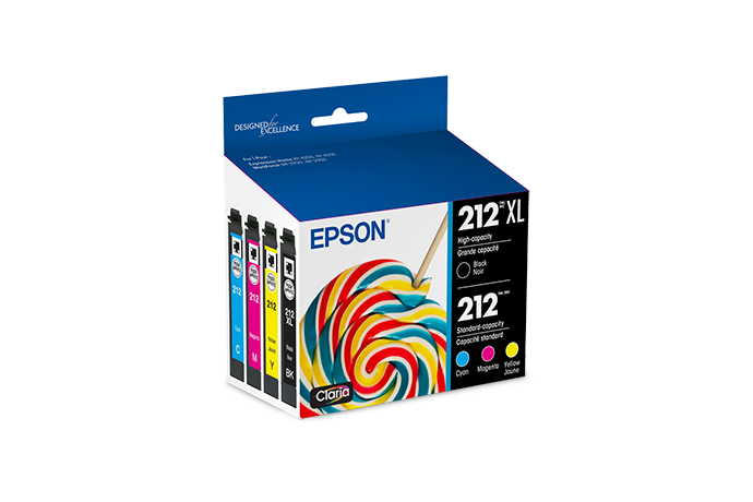 Epson - 212 Claria Ink High Capacity Black & Standard Color Cartridge Combo Pack (T212XL-BCS) - Black/Cyan/Magenta/Yellow