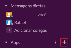 Janela roxa com bot&atilde;o de sinal de mais selecionado