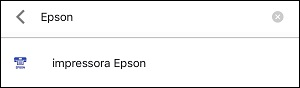 Janela de busca com resultado da impressor Epson