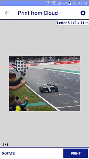 iprint print from cloud window with image of formula one racecar on racetrack