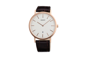 Orient: Cuarzo Contemporary Reloj, Cuero Correa - 40.0mm (GW05002W)