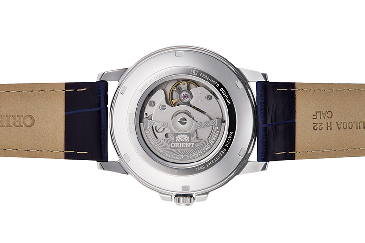 ORIENT Herrenuhr RA-AA0C05L19B – Automatik, Edelstahl, Blaues Lederband, Wasserdicht