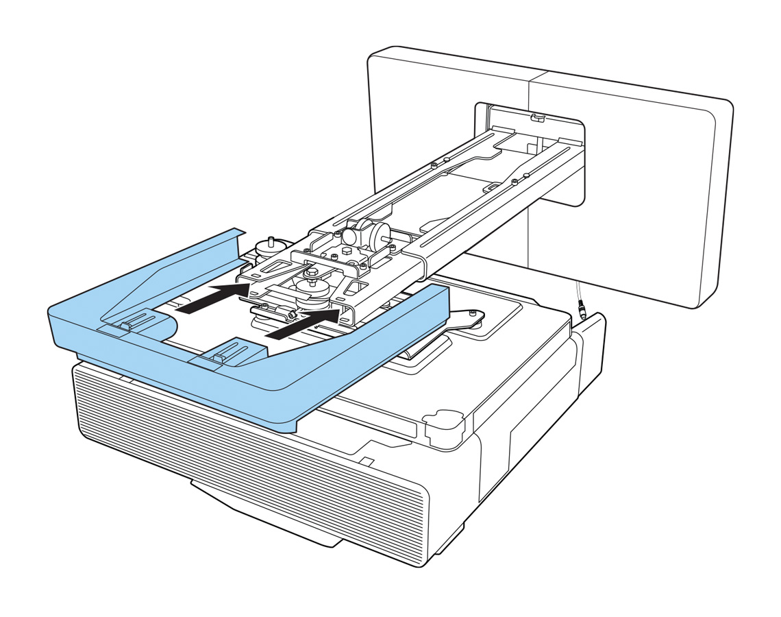 Illustration of a projector on a wall mount
