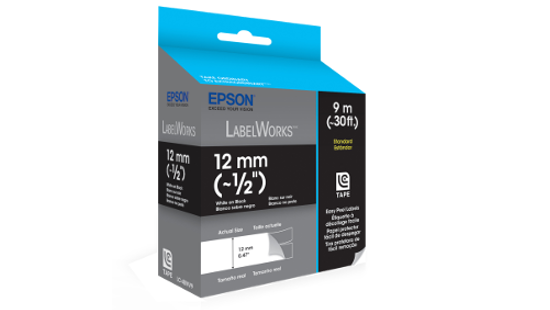Standard LC Tape Cartridge, White on Black,  12mm