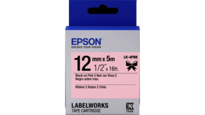 LabelWorks Ribbon LK Tape Cartridge ~1/2" Black on Pink