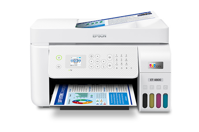 Epson Ecotank, ET-4800, Impresora multifunción a color, Wi-Fi, Ethernet, A4  - Impresoras Multifunción de Inyección de Tinta Kalamazoo