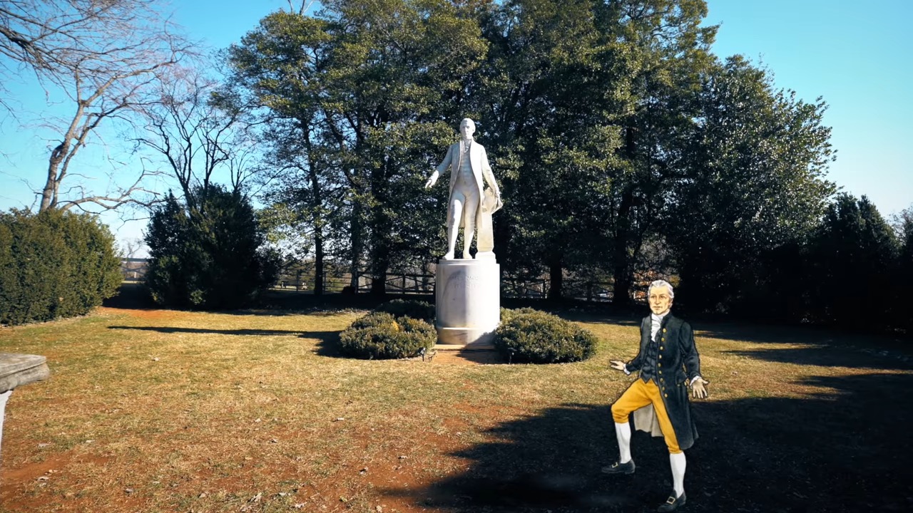image of historical site in Highland showing animation of James Monroe on the scene