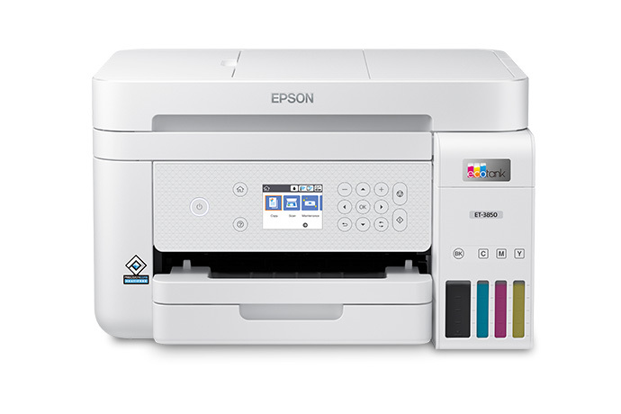  Epson EcoTank ET-3850 Wireless Color All-in-One Cartridge-Free  Supertank Printer with Scanner, Copier, ADF and Ethernet – The Perfect  Printer Home Office,White : Office Products