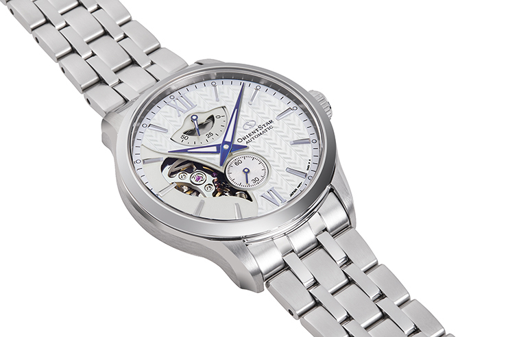 ORIENT STAR: Nowoczesny zegarek mechaniczny, metalowy pasek – 41,0 mm (RE-AV0B01S)