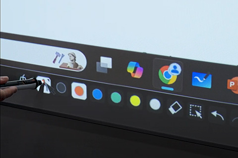 BrightLink projecting onto a classroom display