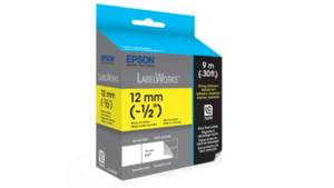 Stong Adhesive LC Tape Cartridge, Black on Yellow,  12mm