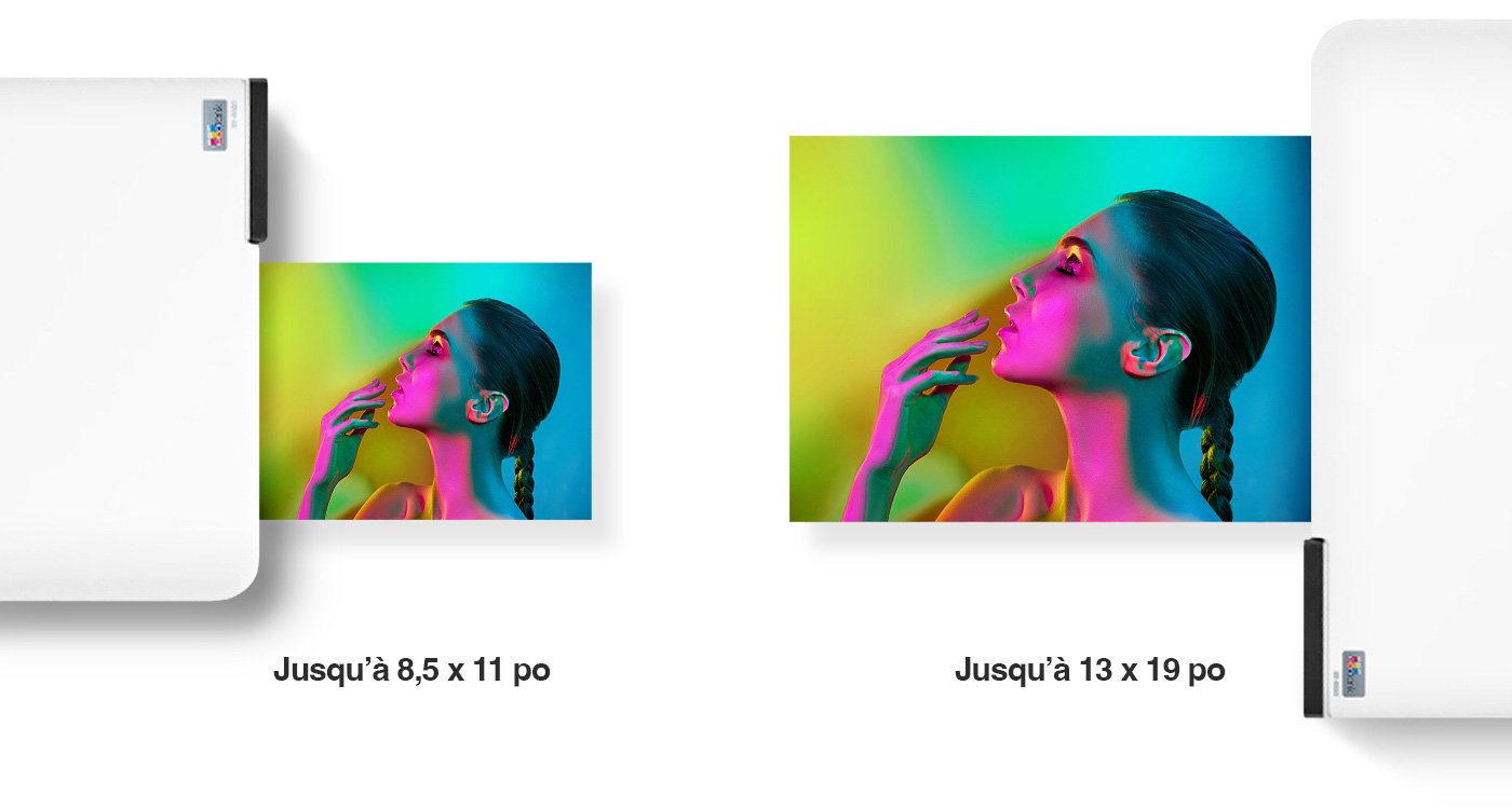 Jusqu’à 8,5 x 11 po, Jusqu’à 13 x 19 po