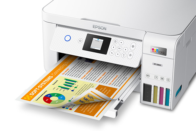 Epson EcoTank ET-2850 Wireless Color All-in-One Cartridge-Free Supertank  Printer - White 