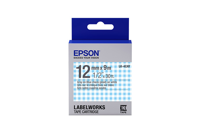 LabelWorks Standard LK Tape Cartridge ~1/2" Gray on Blue Plaid