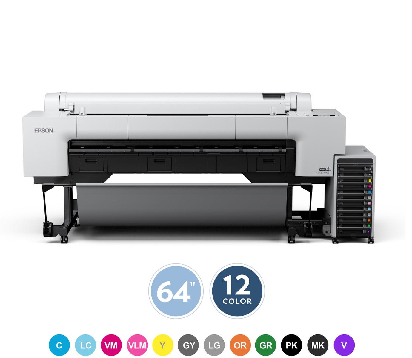 SureColor 20570 SureColor P7570 64" Wide-Format Inkjet Printer, 12 color. C, LC, VM, VLM, Y, GY, LG, OR, GR, PK, MK, V.