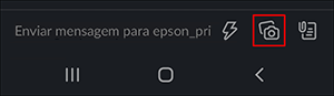Janela escura do slack com &iacute;cone de c&acirc;mera selecionado