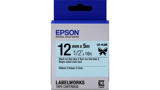 LabelWorks Ribbon LK Tape Cartridge ~1/2" Black on Skyblue
