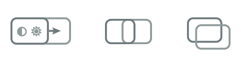 Auto Color icon,. tilting assist icon, stacking assist  icon 