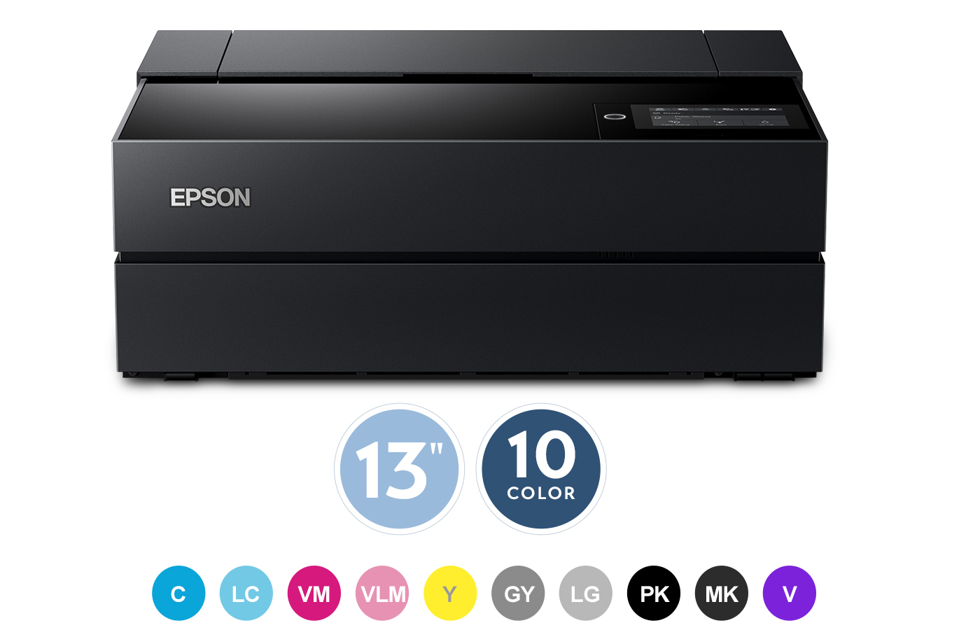 SureColor P700 13-Inch Photo Printer with BorderFree Technology, 10 color. C, LC, VM, VLM, Y, GY, LG, PK, MK, V.