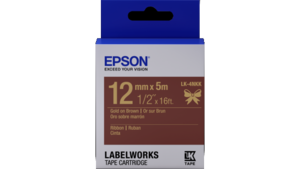 LabelWorks Ribbon LK Tape Cartridge ~1/2" Gold on Brown