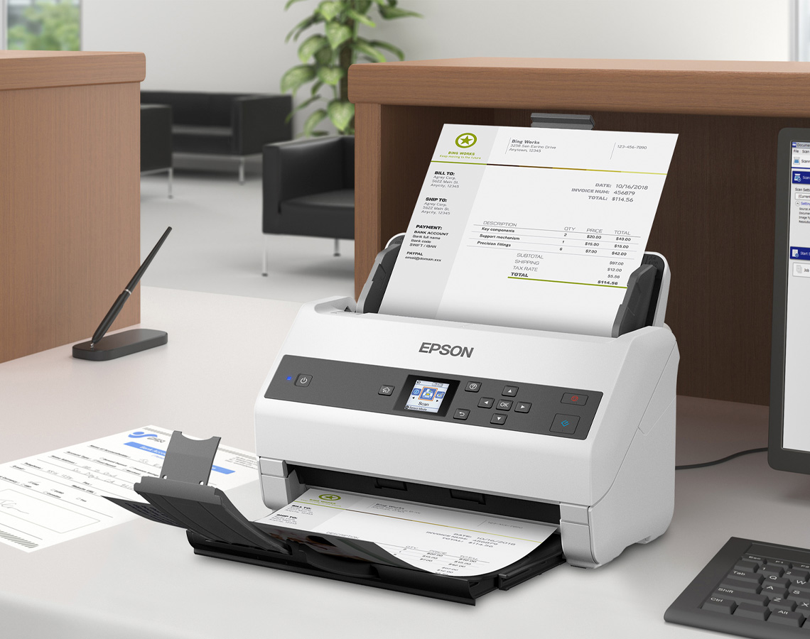 Epson scanner sitting on a desk