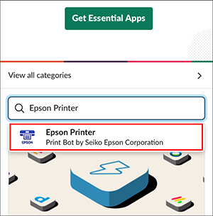 slack printing search results with Epson Printer selected