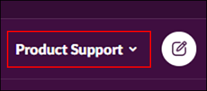 purple slack printing window with product support button selected