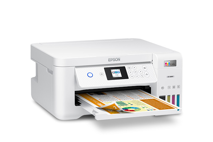  Epson EcoTank ET-2850 Wireless All-in-One Inkjet Color Printer,  4800x1200 dpi, Duplex Printing, Mobile Photo Printing, 1.44 Color LCD  Display, Cartridge-Free, White, Bundle with Printer Cable : Office Products