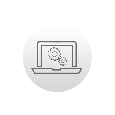 Icon of a laptop with gears on the screen