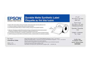 Durable Matte Synthetic, 4" x 2" DIE CUT, roll, C3500/C4000 Series