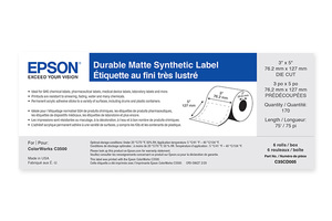 Durable Matte Synthetic, 4" x 2" DIE CUT, roll, C3500/C4000 Series 