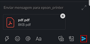 Janela escura do slack com a op&ccedil;&atilde;o epson_printer selecionada