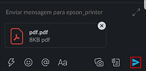 Janela escura do slack com a opção epson_printer selecionada