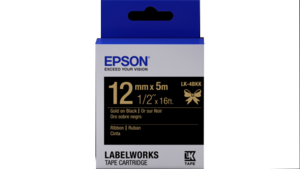 LabelWorks Ribbon LK Tape Cartridge ~1/2" Gold on Black