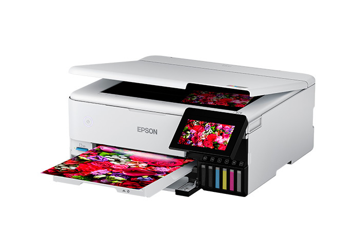 Epson EcoTank Photo ET-8500 Wireless All-in-One Supertank Printer, 6-Color,  Print Copy Scan, Ethernet, Memory Card Slots, Auto 2-Sided Printing, 4.3