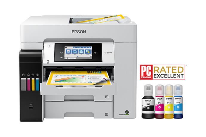  Epson EcoTank Pro ET-5170 Wireless Color All-in-One Supertank  Printer with Scanner, Copier, Fax Plus Auto Document Feeder White Large :  Office Products