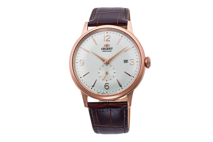 Orient bambino small 2025 seconds rose gold