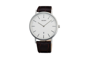 Orient: Cuarzo Contemporary Reloj, Cuero Correa - 40.0mm (GW05005W)
