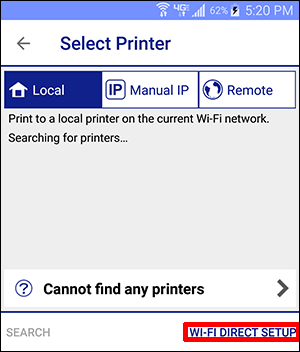 Setting Up the Epson iPrint App for Android