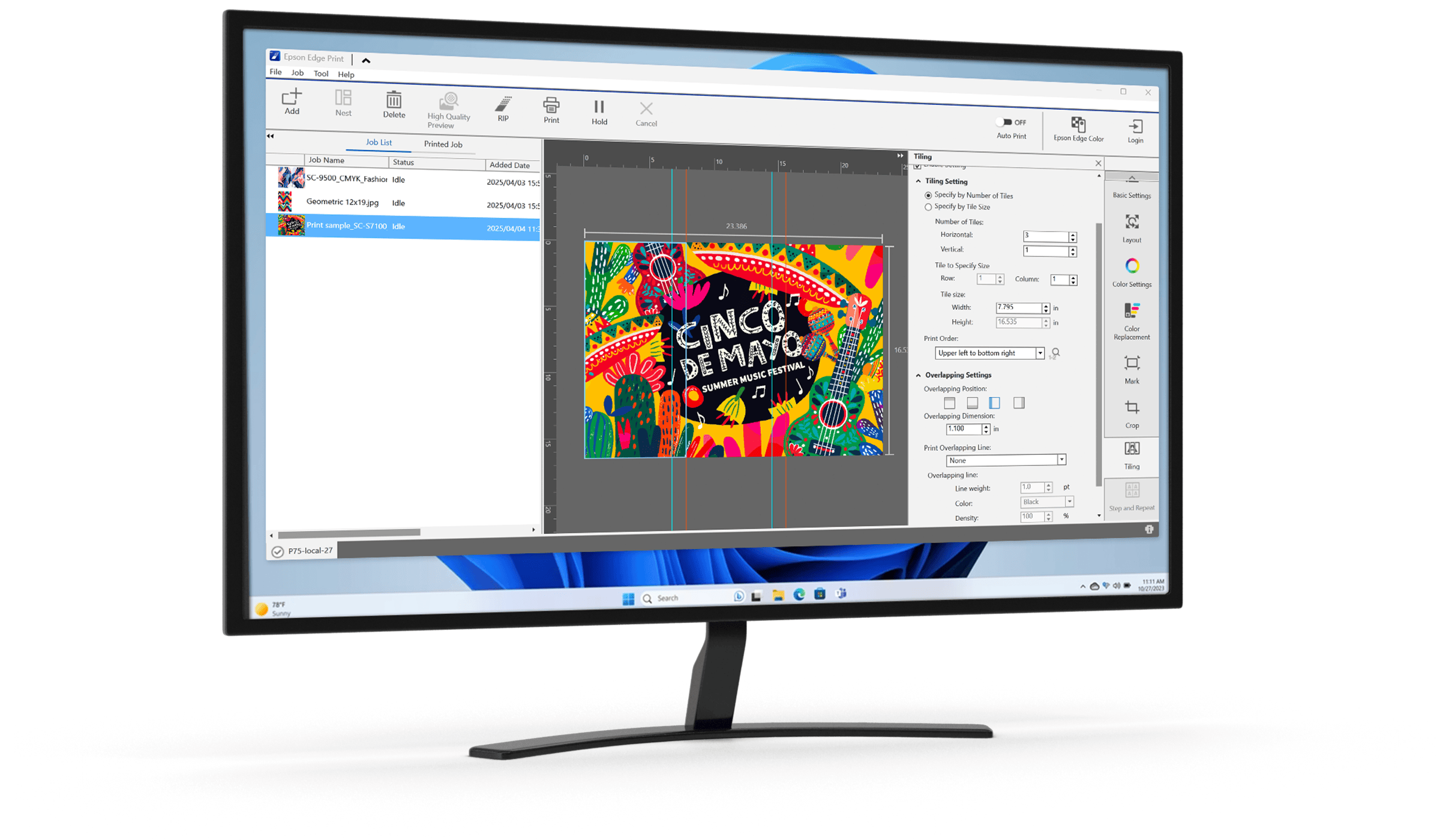 A desktop display of the Epson Edge Print Pro software