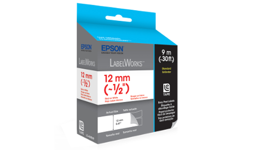 Standard LC Tape Cartridge, Red on White,  12mm