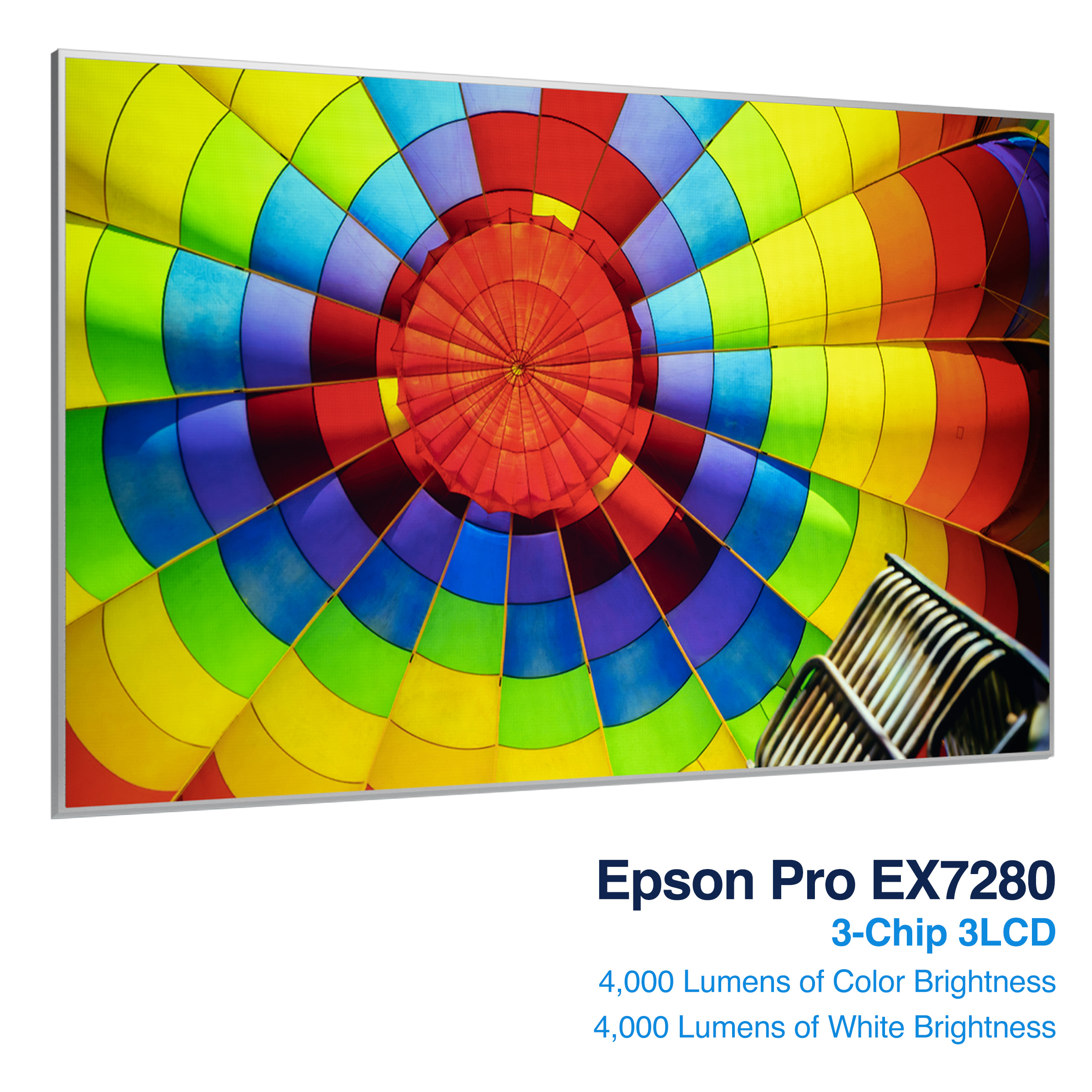 Projected image of hot air balloon from Epson Pro EX7280.