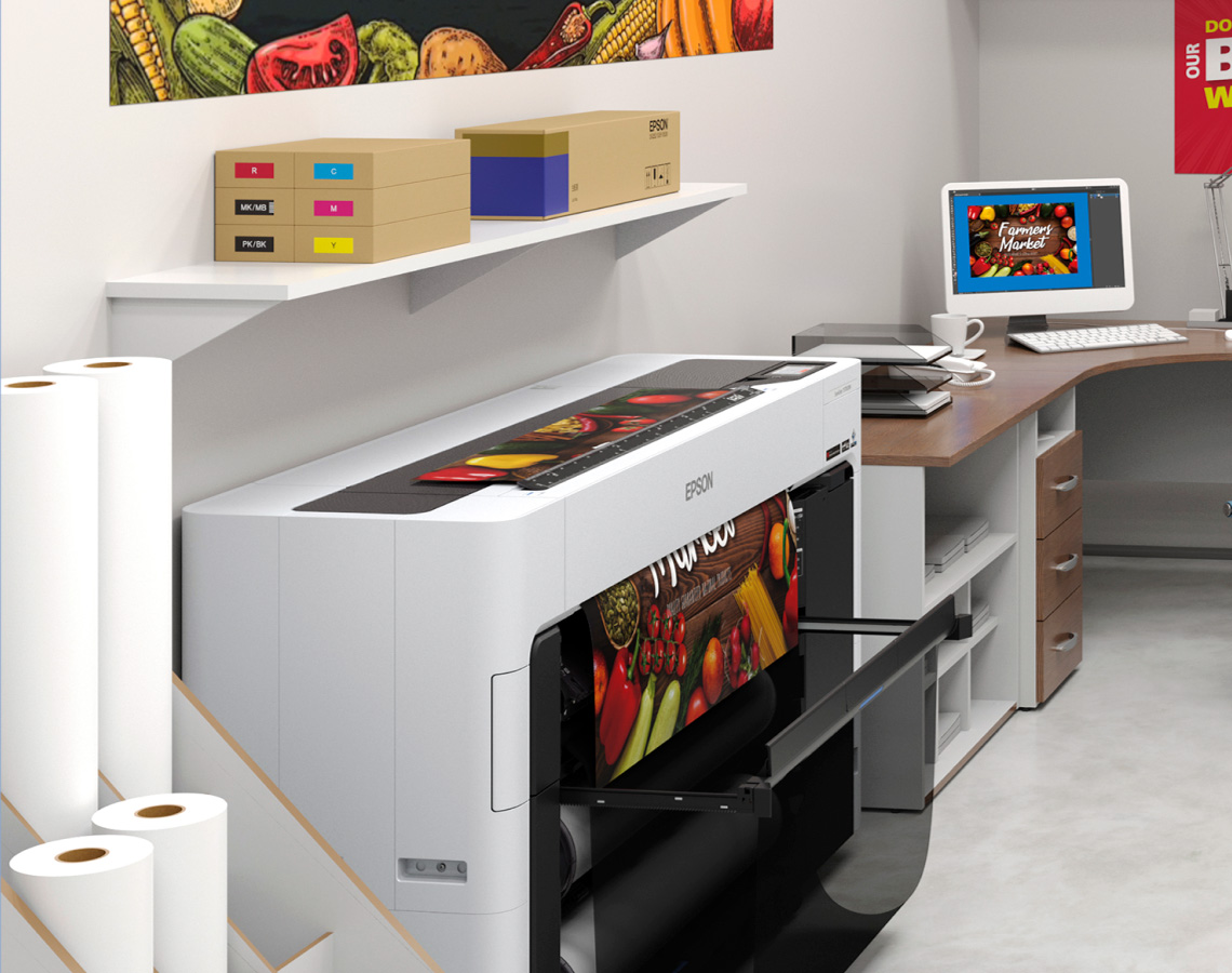 Office break room with Epson printers
