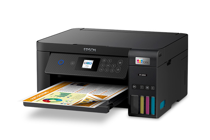 Epson EcoTank ET-2850 Wireless Color All-in-One Cartridge-Free Supertank  Printer (Black)