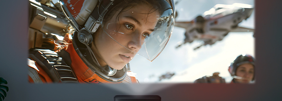 A high resolution image of a star fighter pilot
