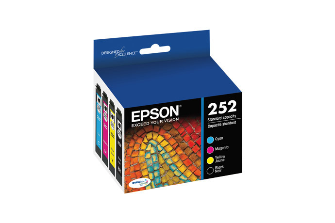 Epson 252,  and Color Ink Cartridges, C/M/Y/K 4-Pack