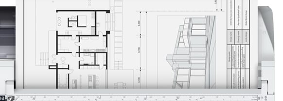 A CAD drawing going into a scanner