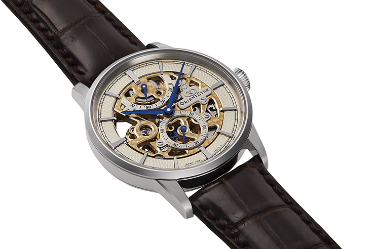 ORIENT STAR: Mechanische klassische Uhr, Lederarmband mit Krokodilstruktur – 38,8 mm (RE-AZ0001S)