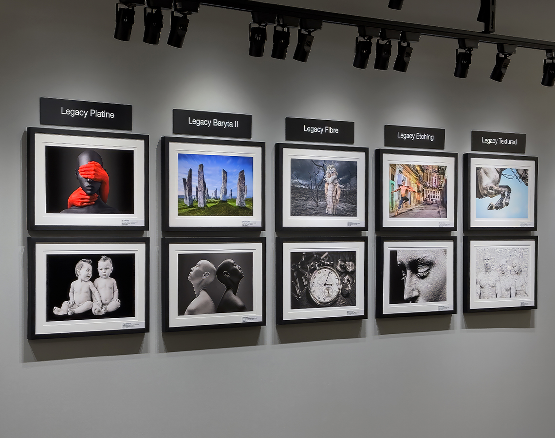 A gallery of photographic prints on Epson media.