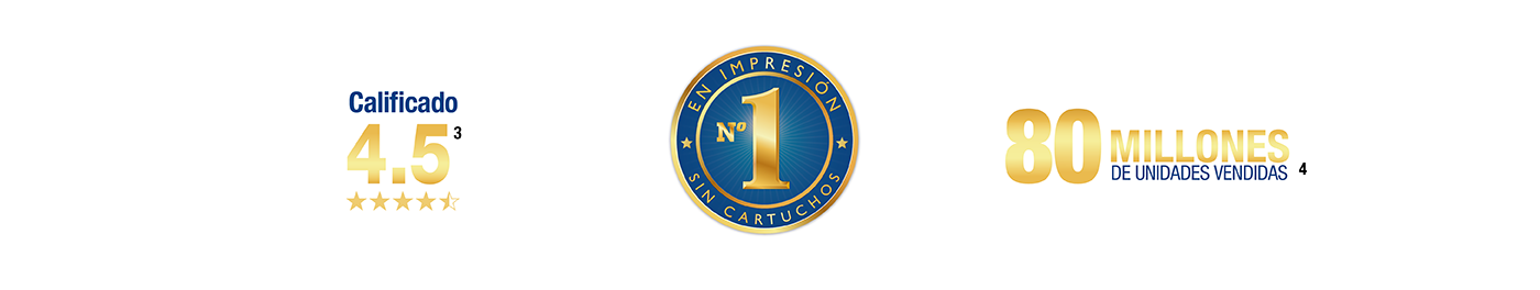 Calificado 4.5(2), No 1 en Impresion Sin Cartuchos(3), 80 millones de unidades vendidas(3)